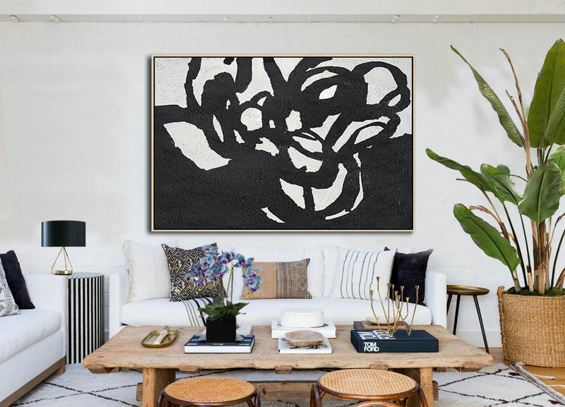 Canvas Wall Art Home Decor,Oversized Horizontal Minimal Art On Canvas - Hand Paint Large Clean Modern Art